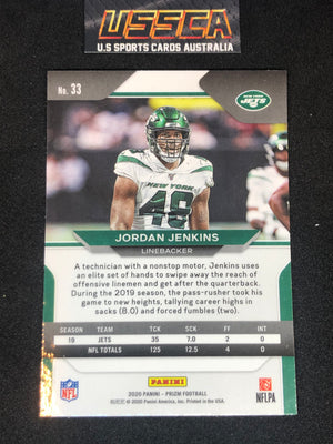 2020 Panini Prizm Football #033 Jordan Jenkins - New York Jets