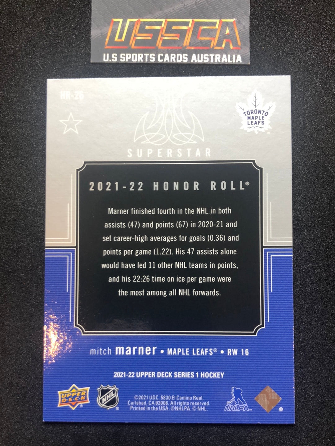 2021-22 Upper Deck Series Two #HR-26 Honor Roll - Mitch Marner - Maple Leafs