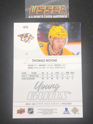 2021-22 Upper Deck Series Two #476 - Young Guns - Thomas Novak - Nashville Predators