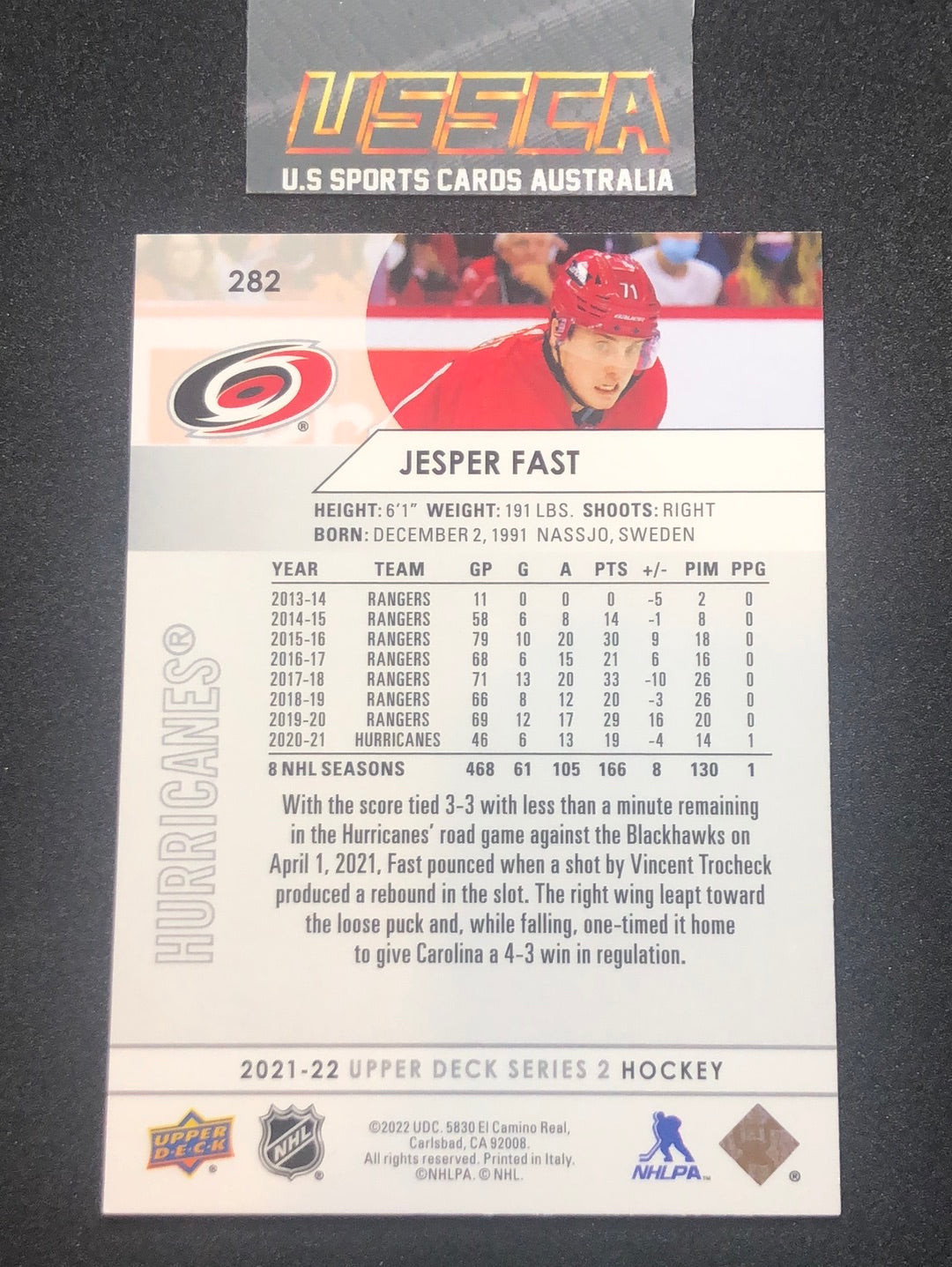 2021-22 Upper Deck Series Two #282 - Jesper Fast - Carolina Hurricanes