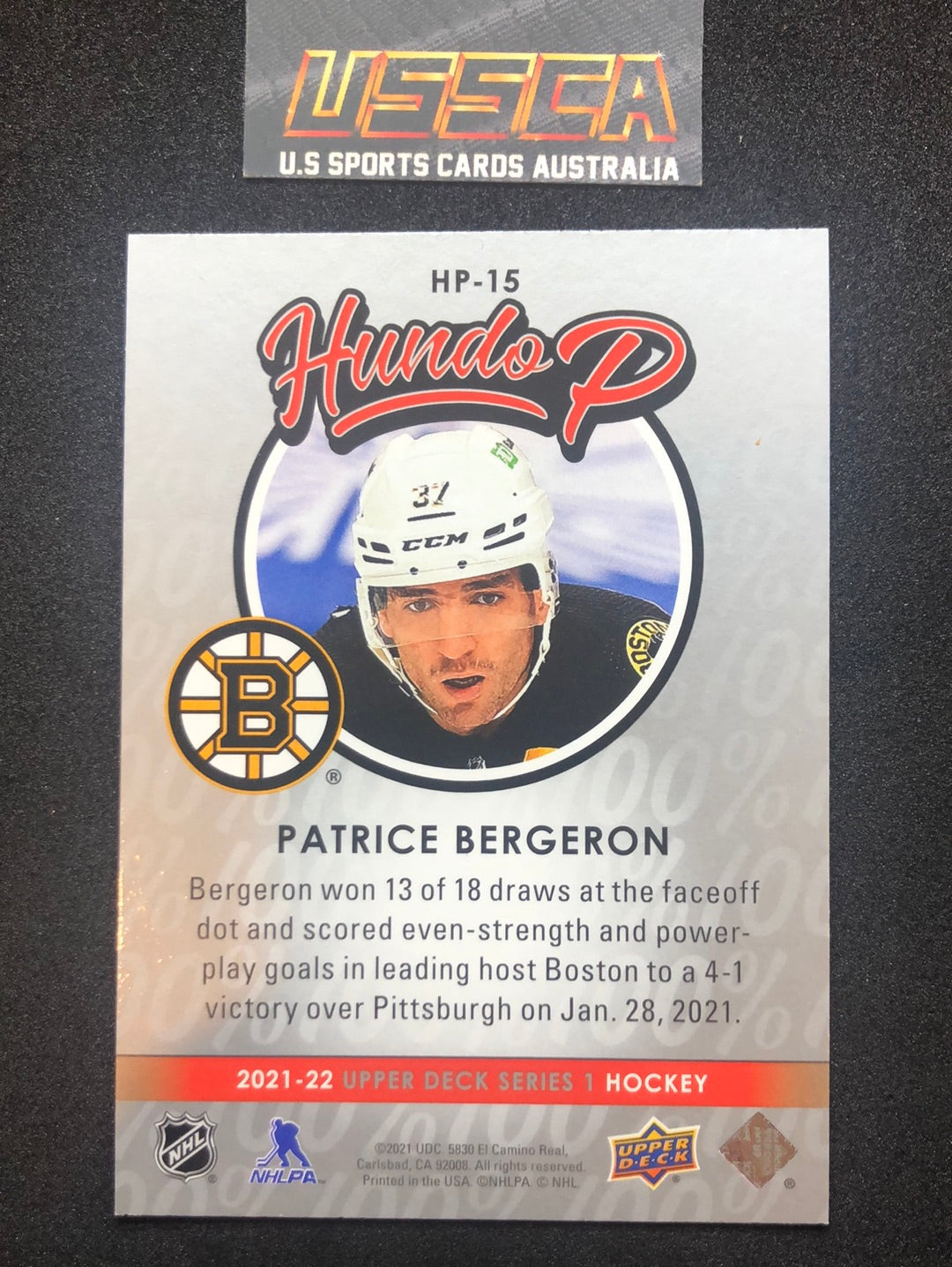 2021-22 Upper Deck Series Two #HP-15 Hundo P - Patrice Bergeron - Boston Bruins