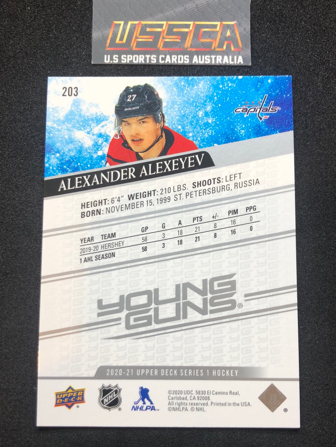 2020-21 Upper Deck Series 1 - Young Guns #203 Alexander Alexeyev - Washington Capitals