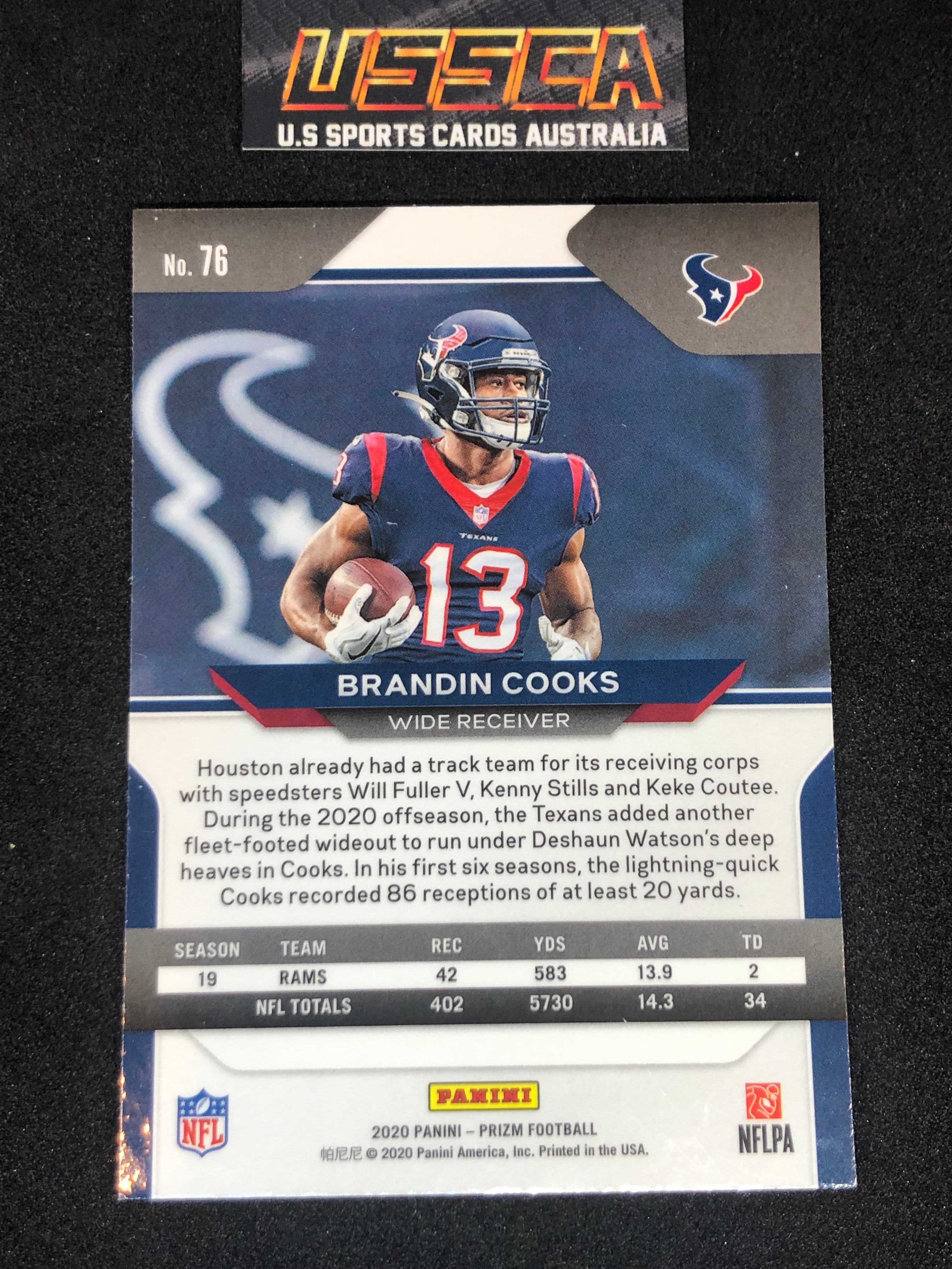 2020 Panini Prizm Football #076 Brandon Cooks - Houston Texans