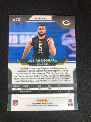 2020 Panini Prizm Football Orange Lazer Prizm #362 Josiah Deguara - Green Bay Packers RC