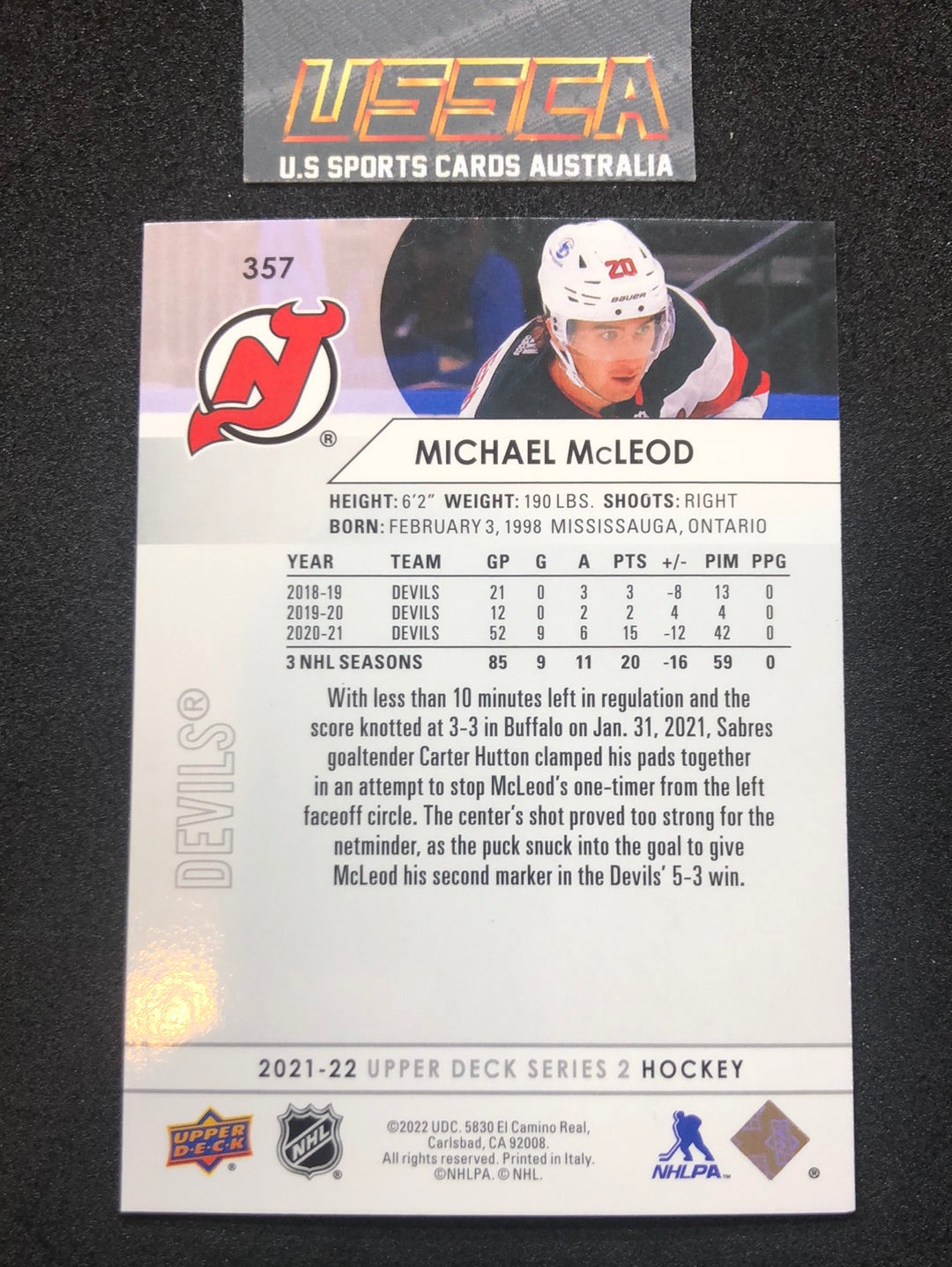 2021-22 Upper Deck Series Two #357 - Michael McLeod - New Jersey Devils