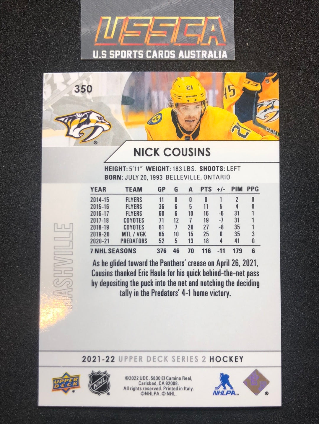 2021-22 Upper Deck Series Two #350 - Nick Cousins - Nashville Predators