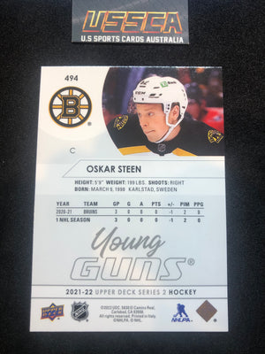 2021-22 Upper Deck Series Two #494 - Young Guns - Oskar Steen - Boston Bruins  RC