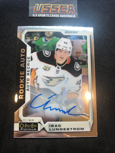 2018-19 O-Pee-Chee Platinum - Rookie Autos #R-IL - Isac Lundestrom - Anaheim Ducks