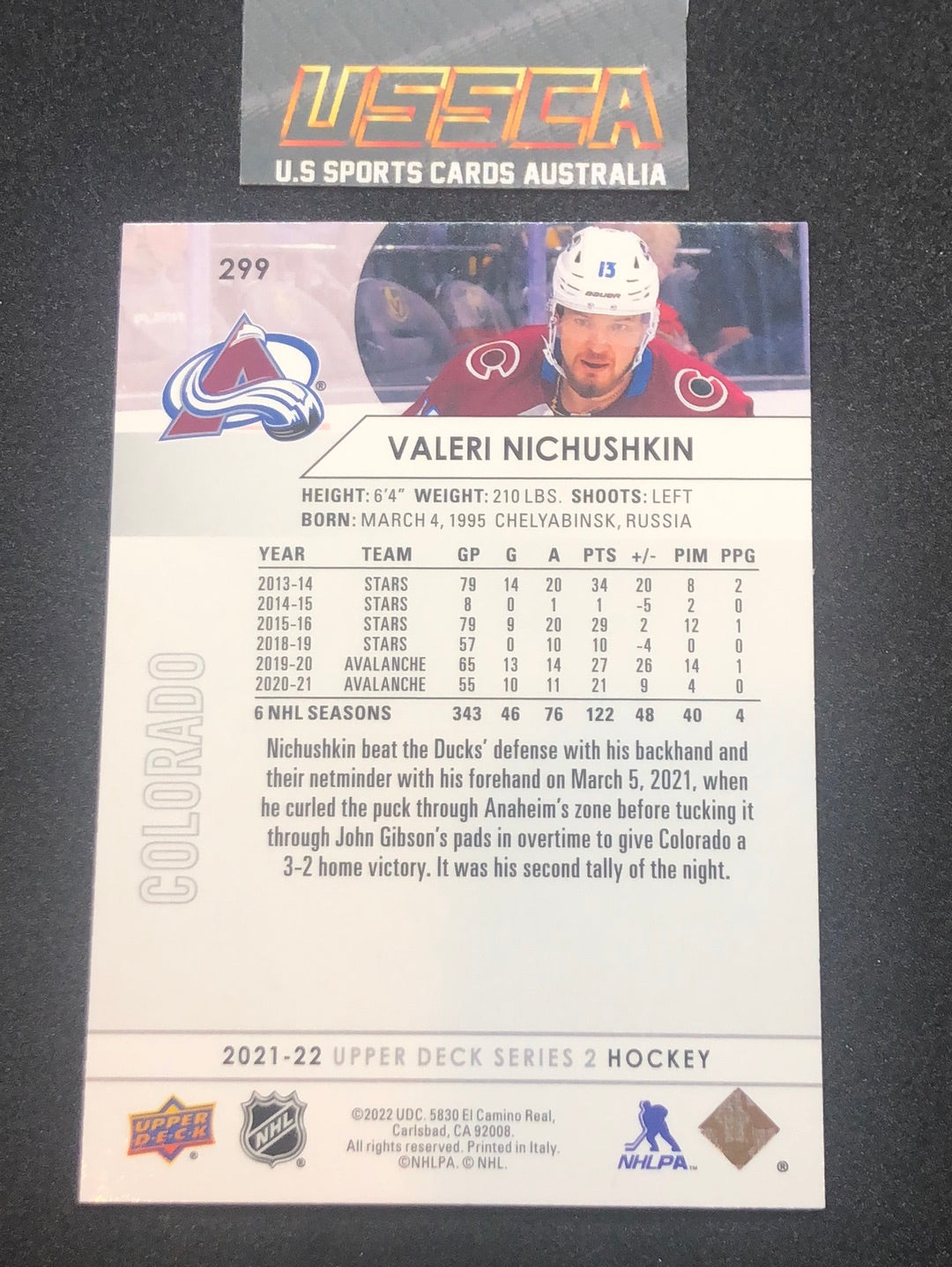 2021-22 Upper Deck Series Two #299 - Valeri Nichushkin - Colorado Avalanche