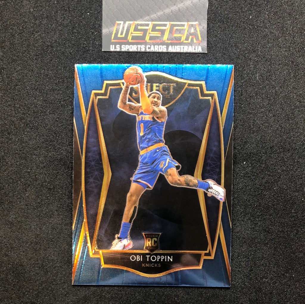 2020-21 Panini Select Basketball Premier Level Retail Blue #187 Obi Toppin - New York Knicks