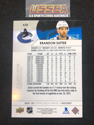 2021-22 Upper Deck Series Two #428 - Brandon Sutter - Vancouver Canucks