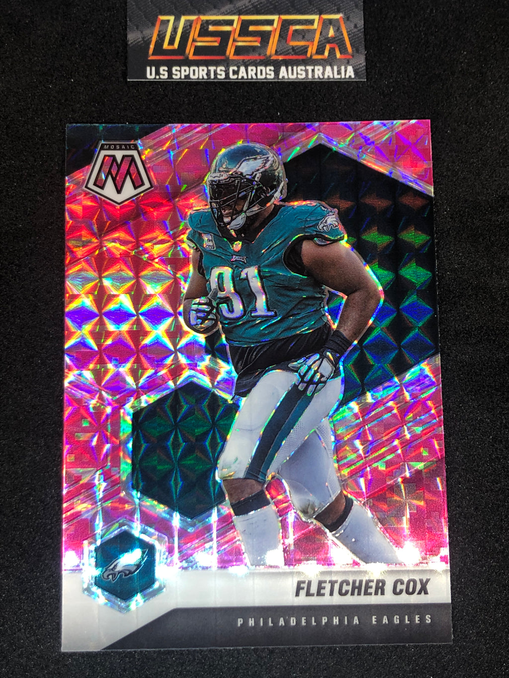 2021 Panini Mosaic Football Camo Pink Prizm #165 Fletcher Cox - Philadelphia Eagles