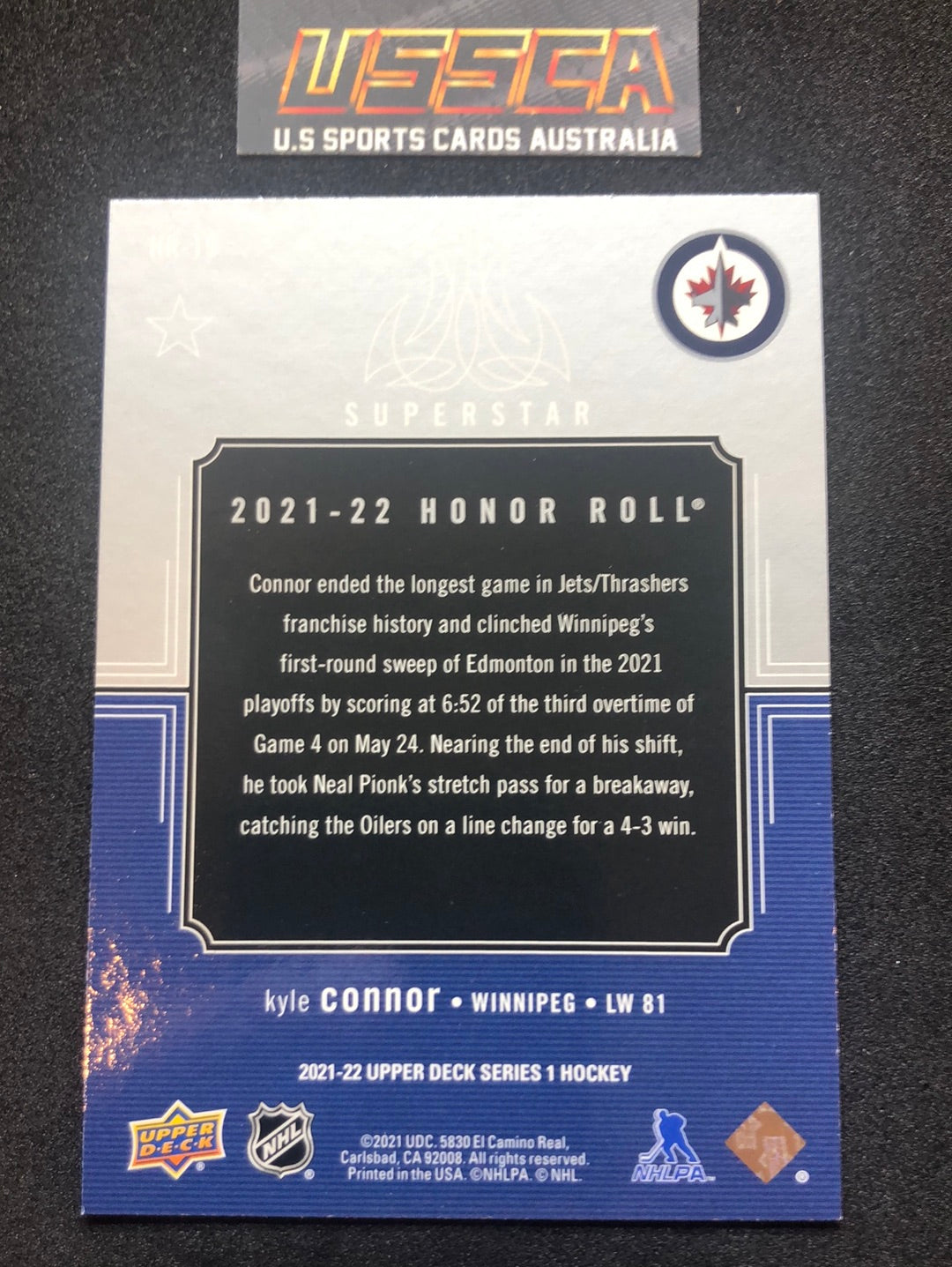 2021-22 Upper Deck Series Two #HR-19 Honor Roll - Kyle Connor - Winnipeg Jets