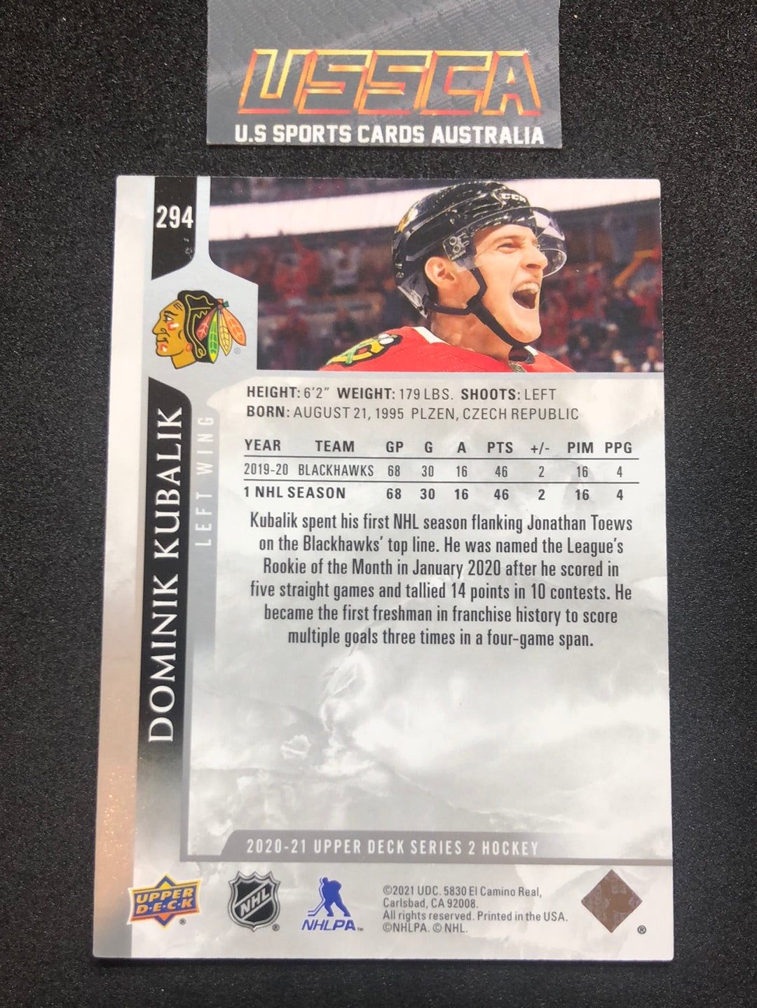 2020-21 Upper Deck Series Two #294 Dominik Kubalik - Chicago Blackhawks