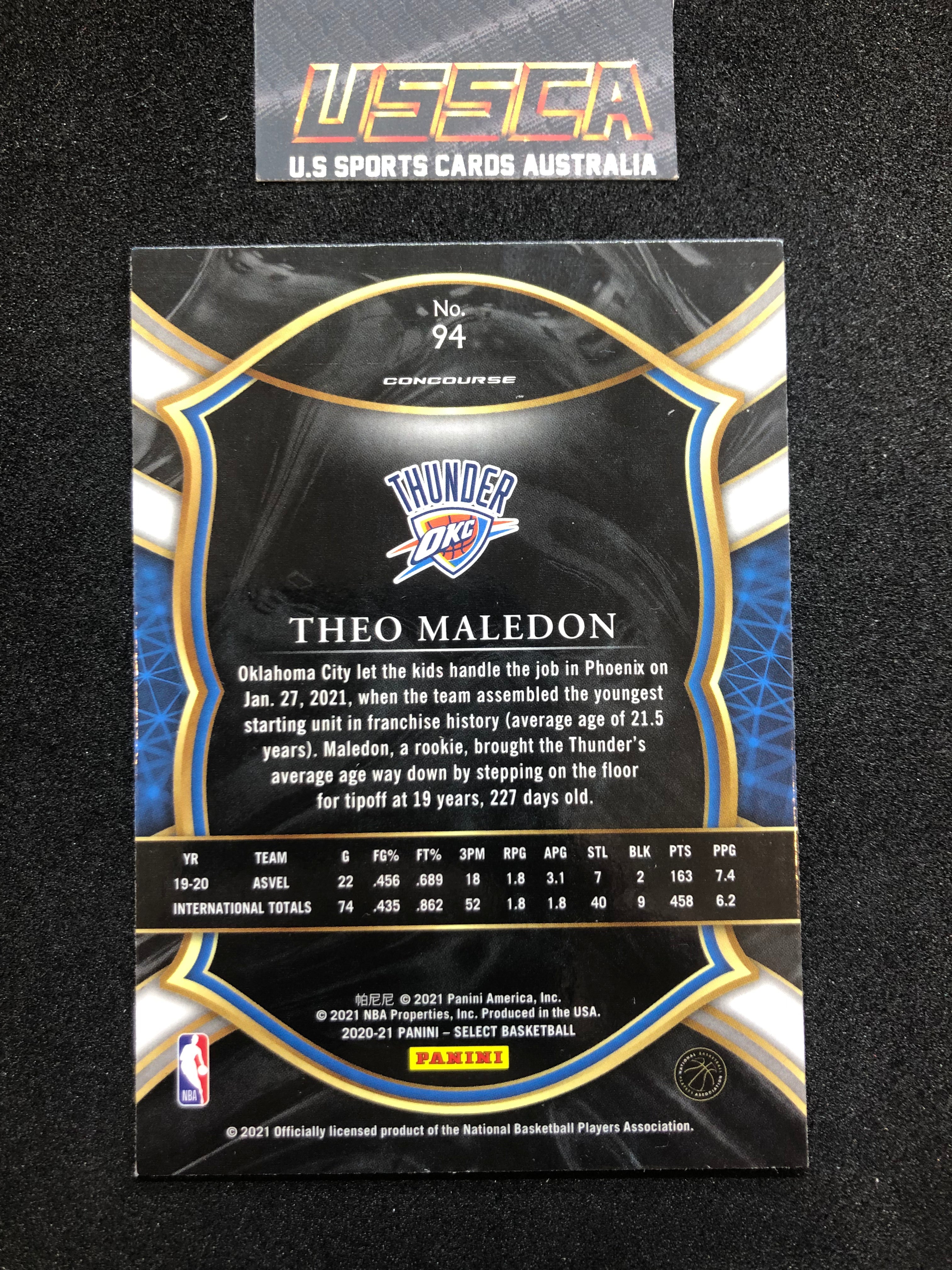 2020-21 Panini Select Basketball Concourse Retail Blue #94 Theo Maledon - Oklahoma Thunder