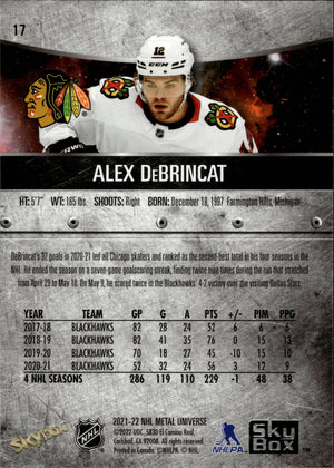 2021-22 Upper Deck Skybox Metal Universe Hockey Base #17 Alex DeBrincat - Chicago Blackhawks