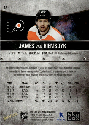 2021-22 Upper Deck Skybox Metal Universe Hockey Base #48 James van Riemsdyk - Philadelphia Flyers