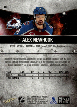 2021-22 Upper Deck Skybox Metal Universe Hockey Rookies #180 Alex Newhook - Colorado Avalanche