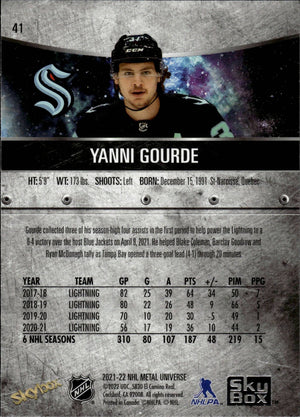 2021-22 Upper Deck Skybox Metal Universe Hockey Base #41 Yanni Gourde - Seattle Kraken