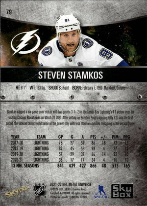 2021-22 Upper Deck Skybox Metal Universe Hockey Base #79 Steven Stamkos - Tampa Bay Lightning