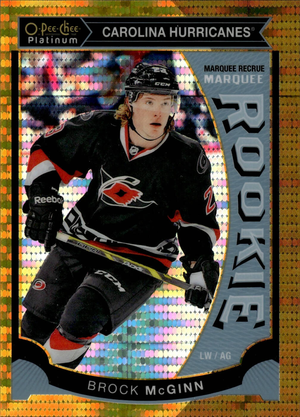 2015-16 O-Pee-Chee Platinum Hockey Base - Seismic Gold - Marquee Rookie /50 #M12 Brock McGinn - Carolina Hurricanes